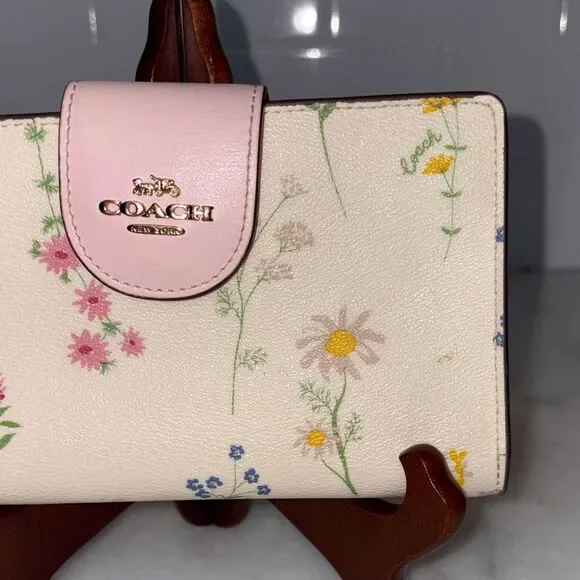 Coach Wallet Wristlet Floral Wildflower Saffiano Leather Phone Case Clutch Pink - Picture 4 of 16